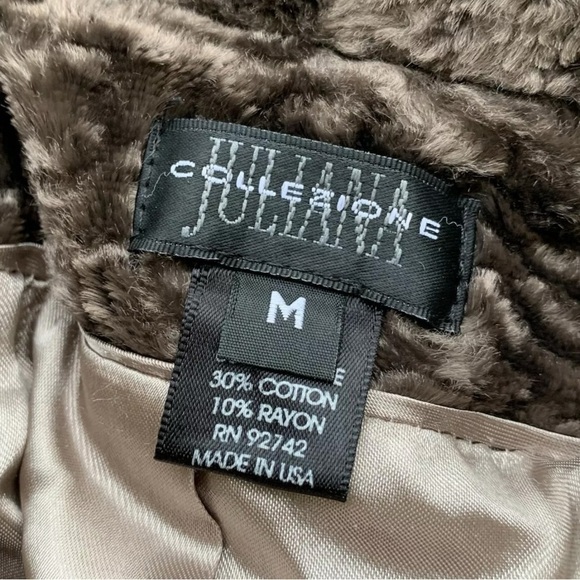 Juliana Collezione Velvet Textured Buttoned Coat Jacket Gray-Brown Size M - Picture 7 of 8